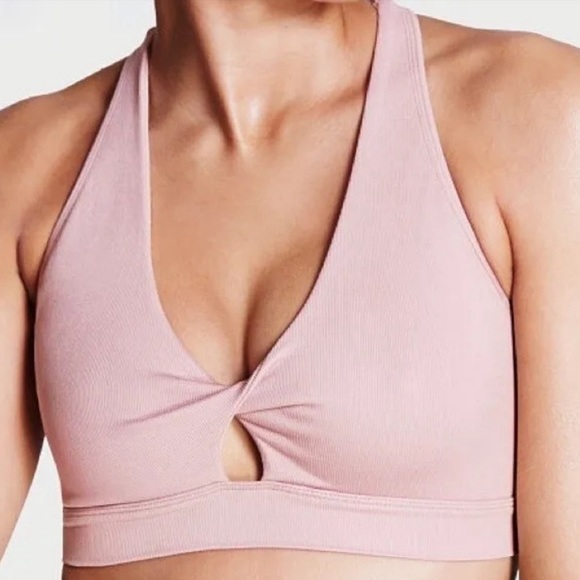 Fabletics Twist Front Sports Bra in Blush Pink - Picture 2 of 6
